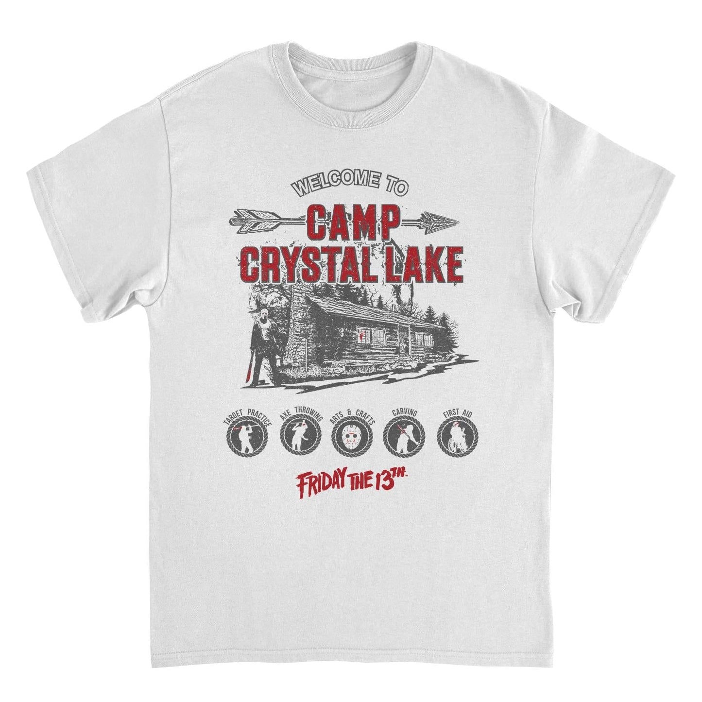 Friday the 13th Camp Crystal Lake Activities Mens T Shirt White Officially Licensed