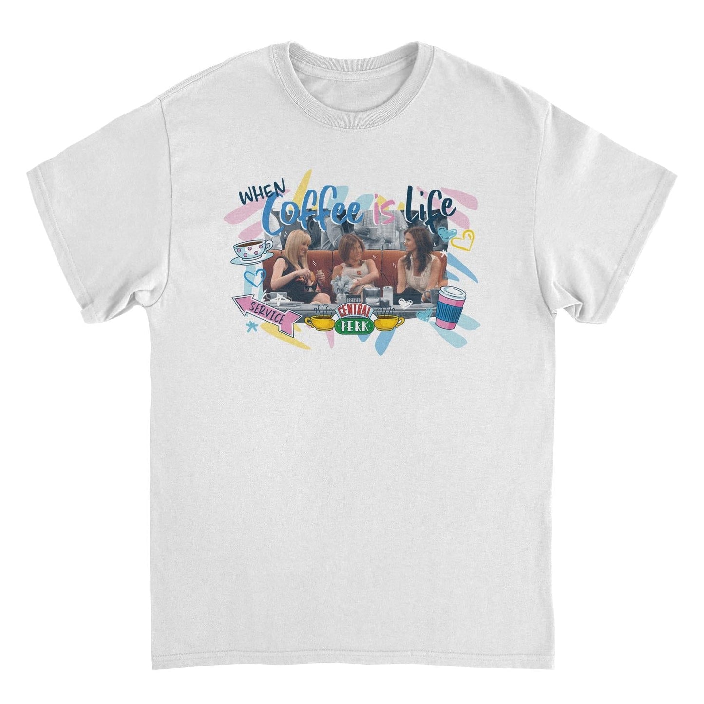 Friends Coffee Is Life Mens T Shirt White Officially Licensed