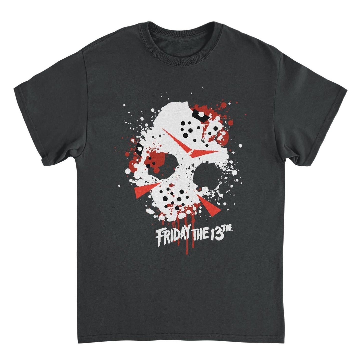 Friday the 13th Mask Splatter Mens T Shirt Black Officially Licensed
