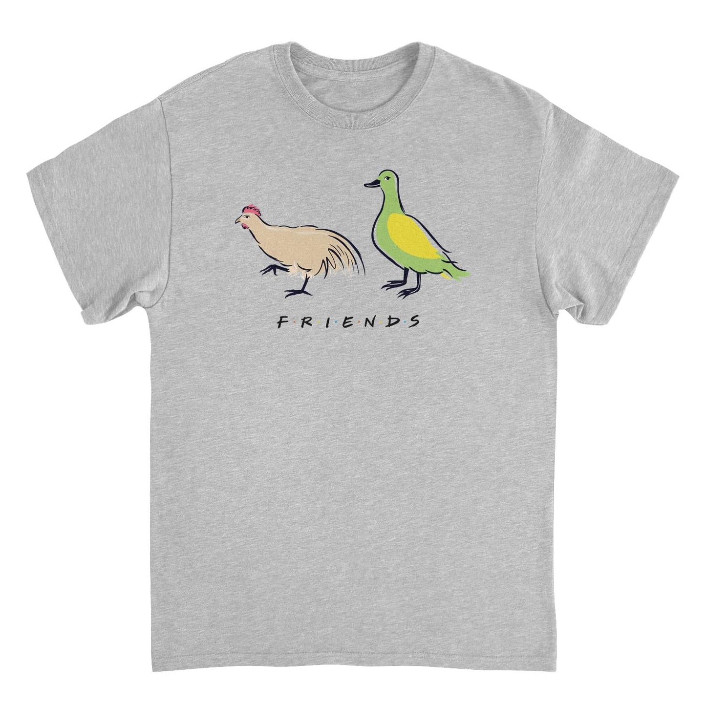 Friends Chicken and Duck Mens T Shirt Sport Grey Officially Licensed