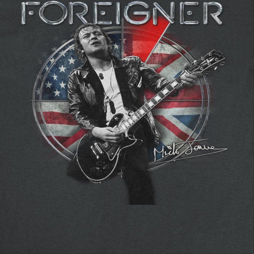 Foreigner Mick Jones Guitar Mens T Shirt Black Officially Licensed