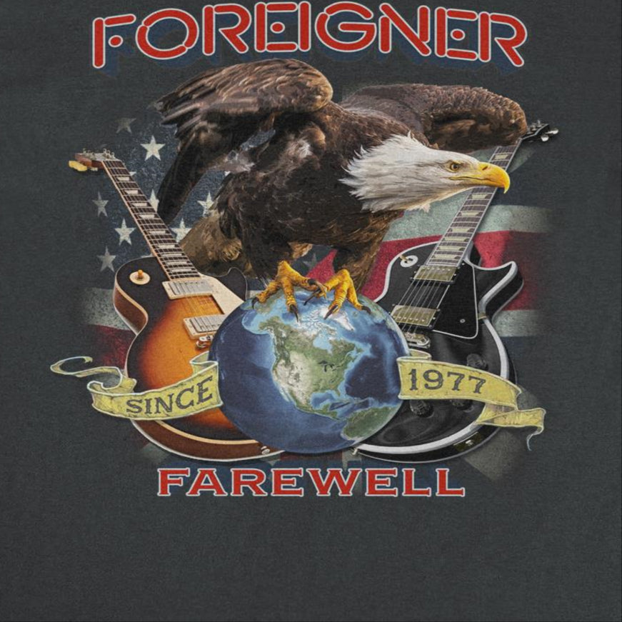Foreigner Farewell Eagle Mens T Shirt Black Officially Licensed