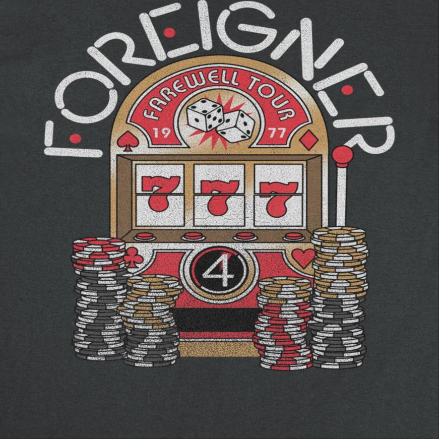 Foreigner Farewell Slot Machine Mens T Shirt Black Officially Licensed