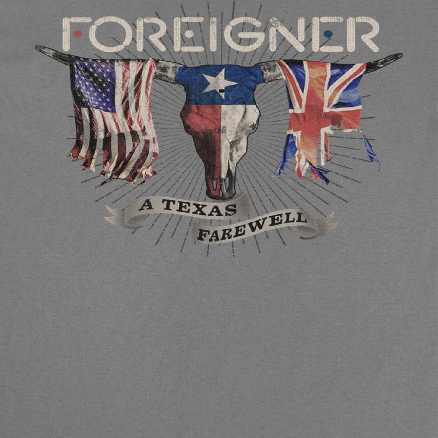 Foreigner Texas Farewell Tour Mens T Shirt Charcoal Officially Licensed
