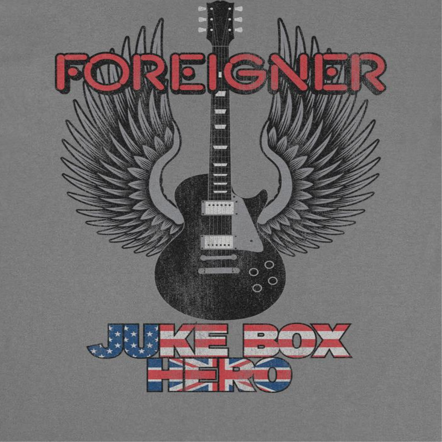 Foreigner JBH Guitar Mens T Shirt Charcoal Officially Licensed