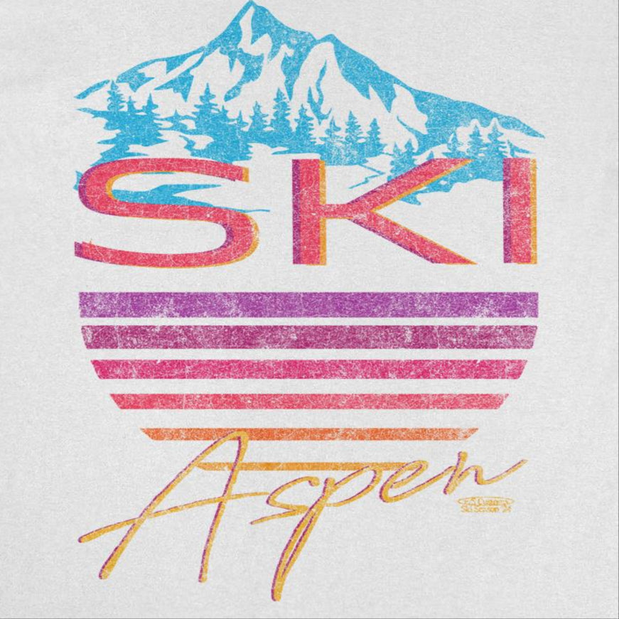 Ski Aspen White T-Shirt Officially Licensed