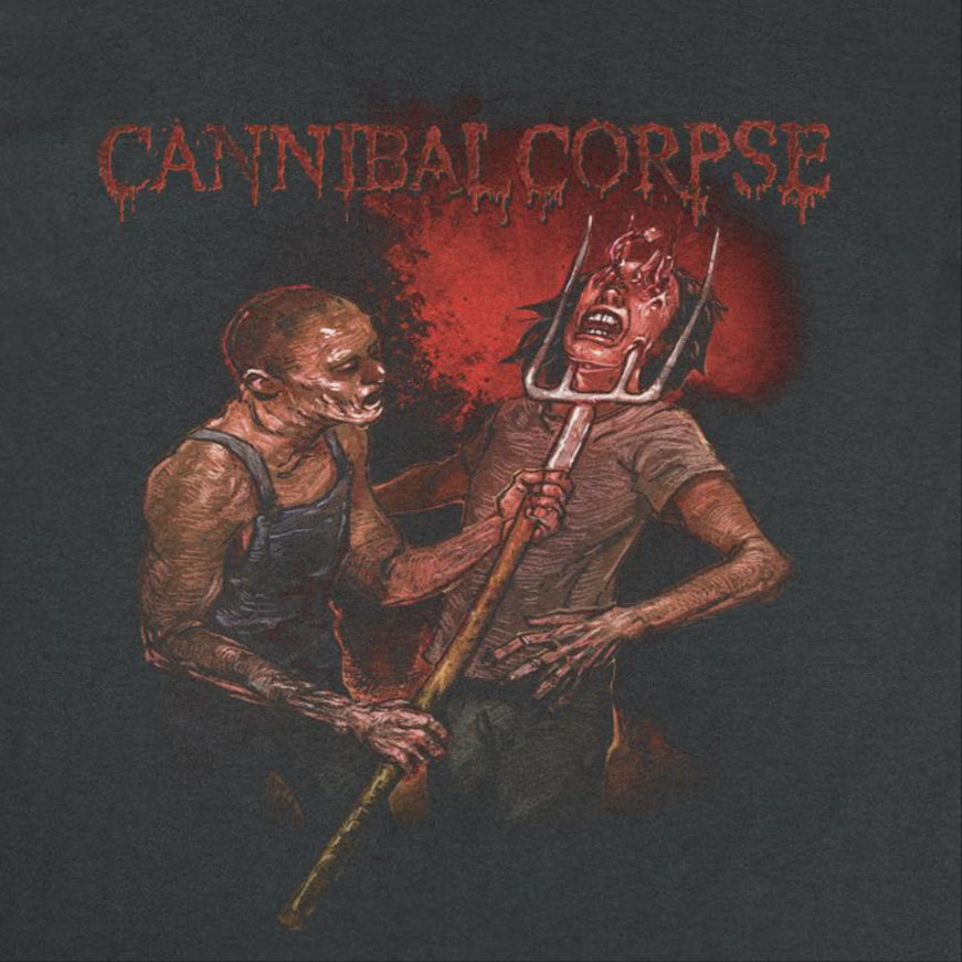 Cannibal Corpse Pitchfork Impalement Front Mens T Shirt Black Officially Licensed