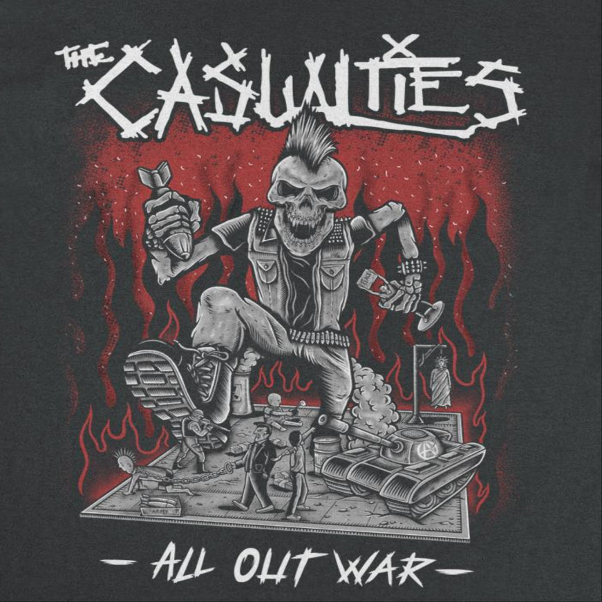 The Casualties All Out War Front Mens T Shirt Black Officially Licensed