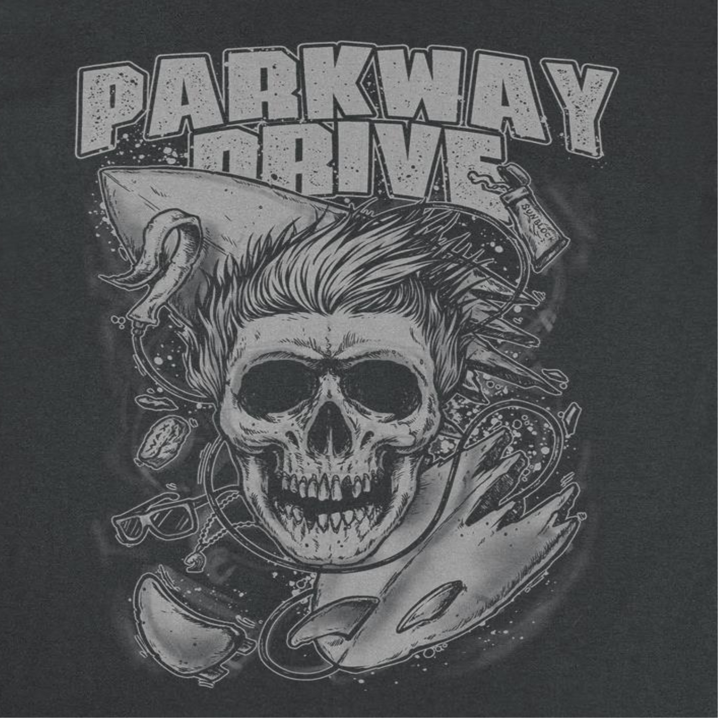 Parkway Drive Skull Surf Mens T Shirt Black Officially Licensed