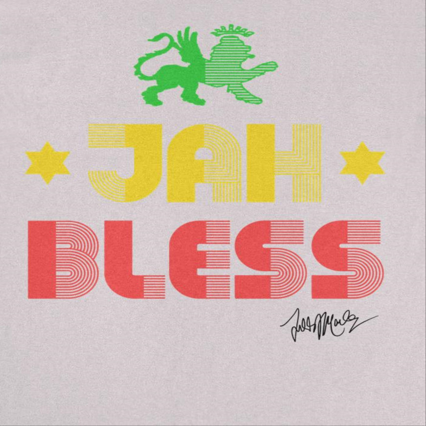 Ziggy Marley Jah Bless Mens T Shirt Lt Ice Grey Officially Licensed