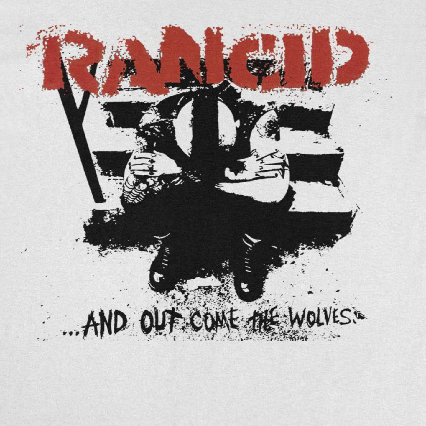 Rancid And Out Come the Wolves Artwork Black Mens T Shirt White Officially Licensed