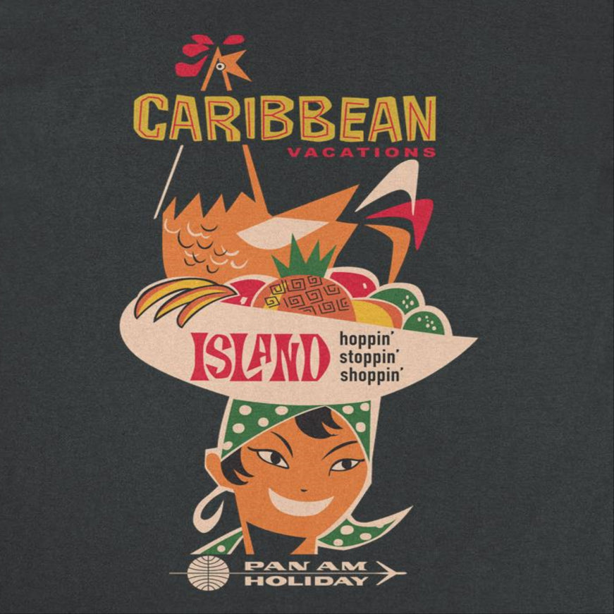 Pan Am Caribbean Vacations Mens T Shirt Black Officially Licensed
