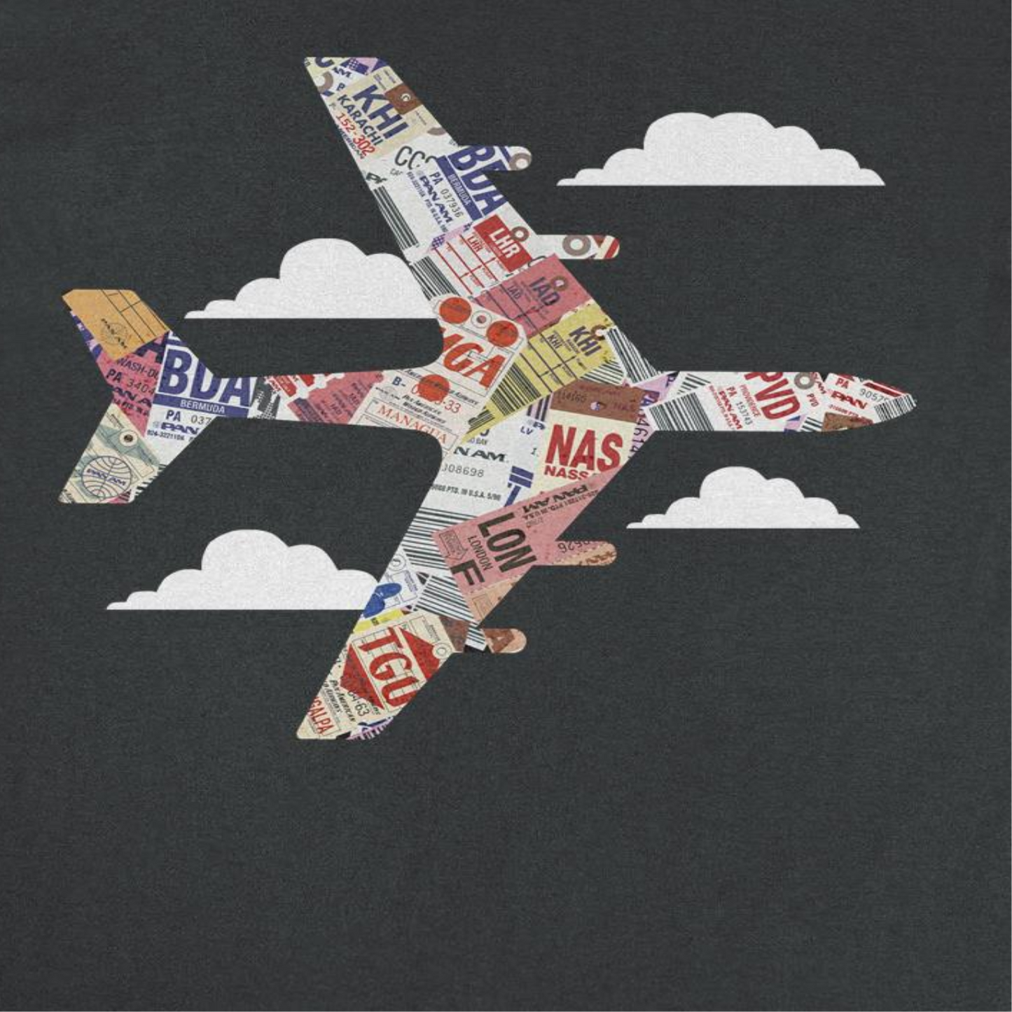 Pan Am Plane Baggage Tags Mens T Shirt Black Officially Licensed