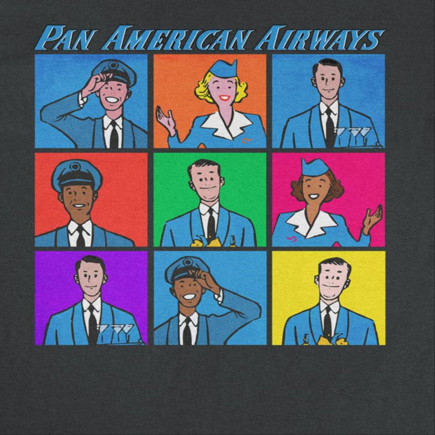 Pan Am Flight Crew Pan American Airways Mens T Shirt Black Officially Licensed