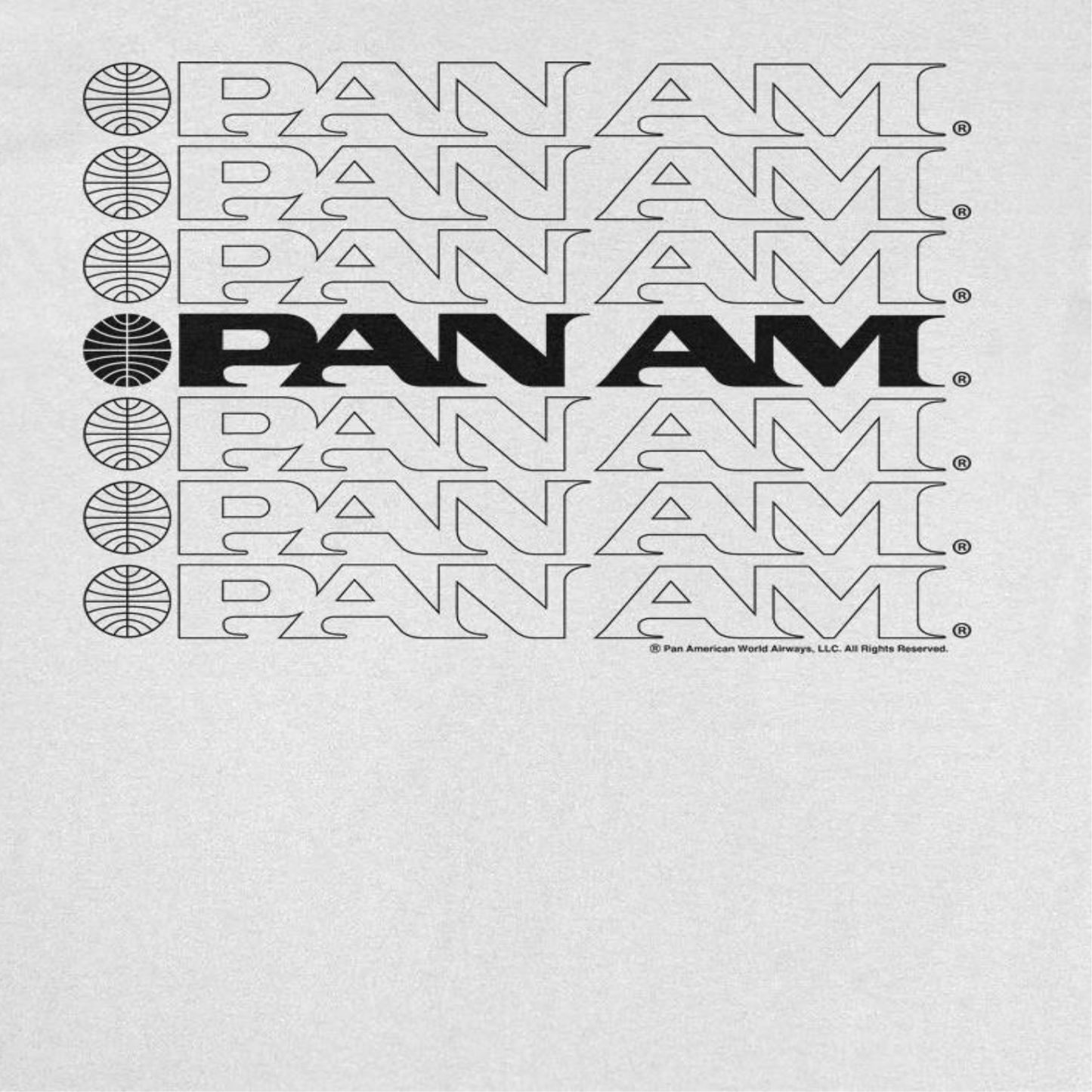 Pan Am Text Logo Cascade Mens T Shirt White Officially Licensed