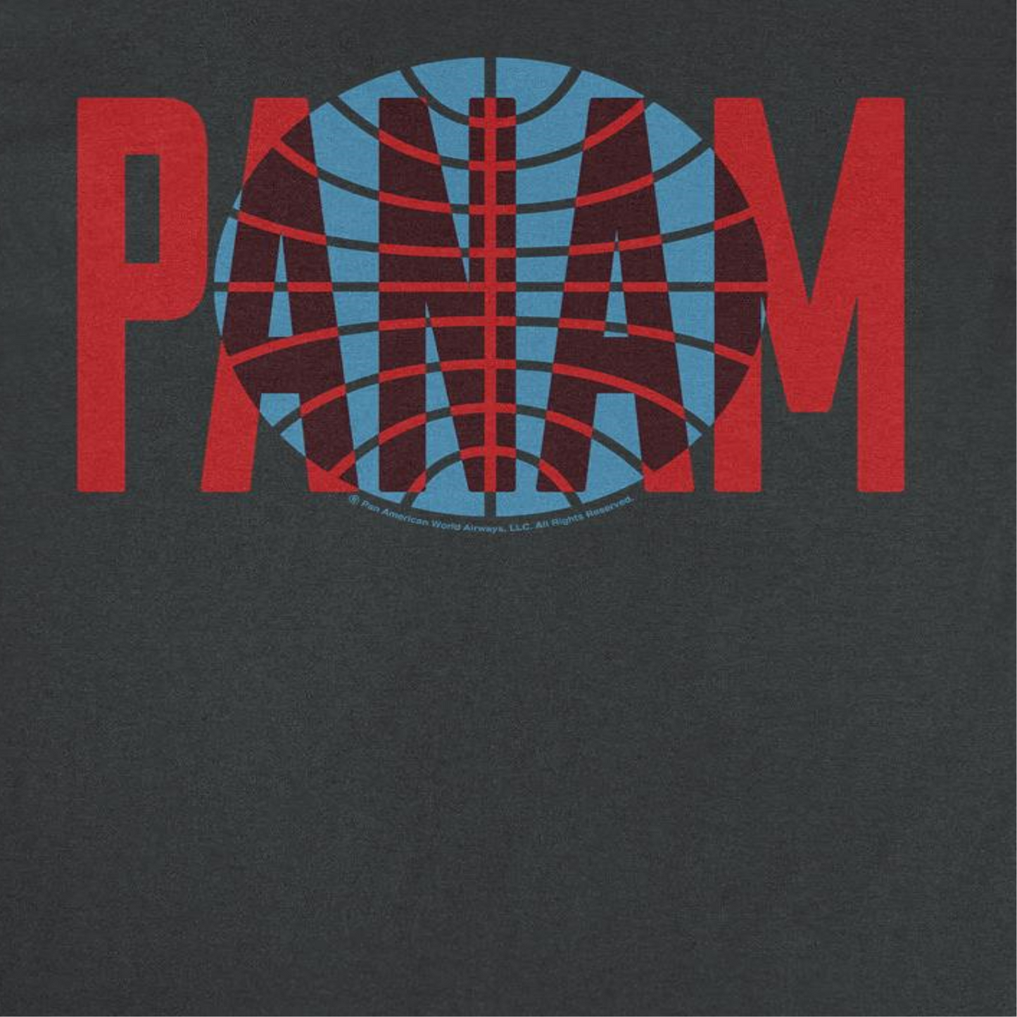 Pan Am Red Text Over Logo Mens T Shirt Black Officially Licensed