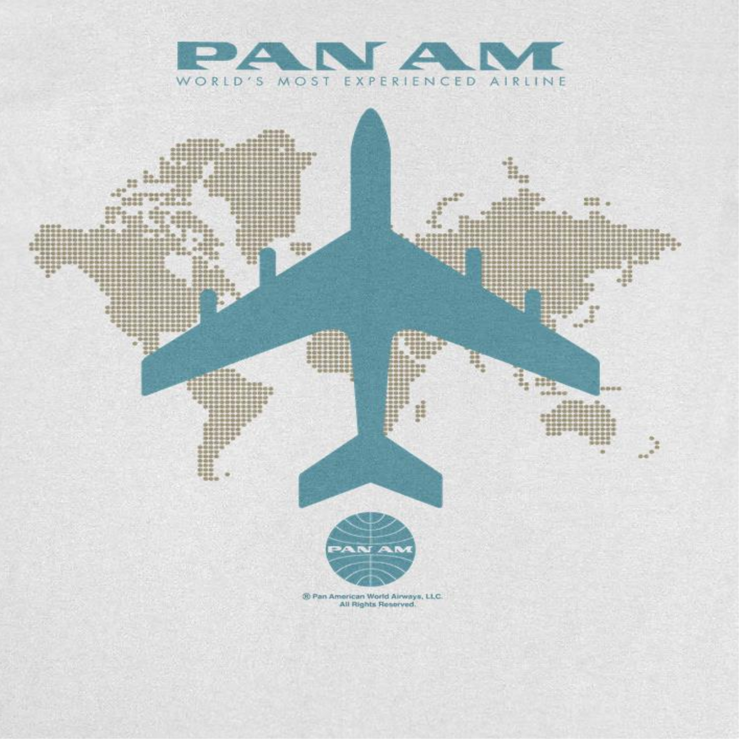 Pan Am Plane Silhouette Over the World Mens T Shirt White Officially Licensed
