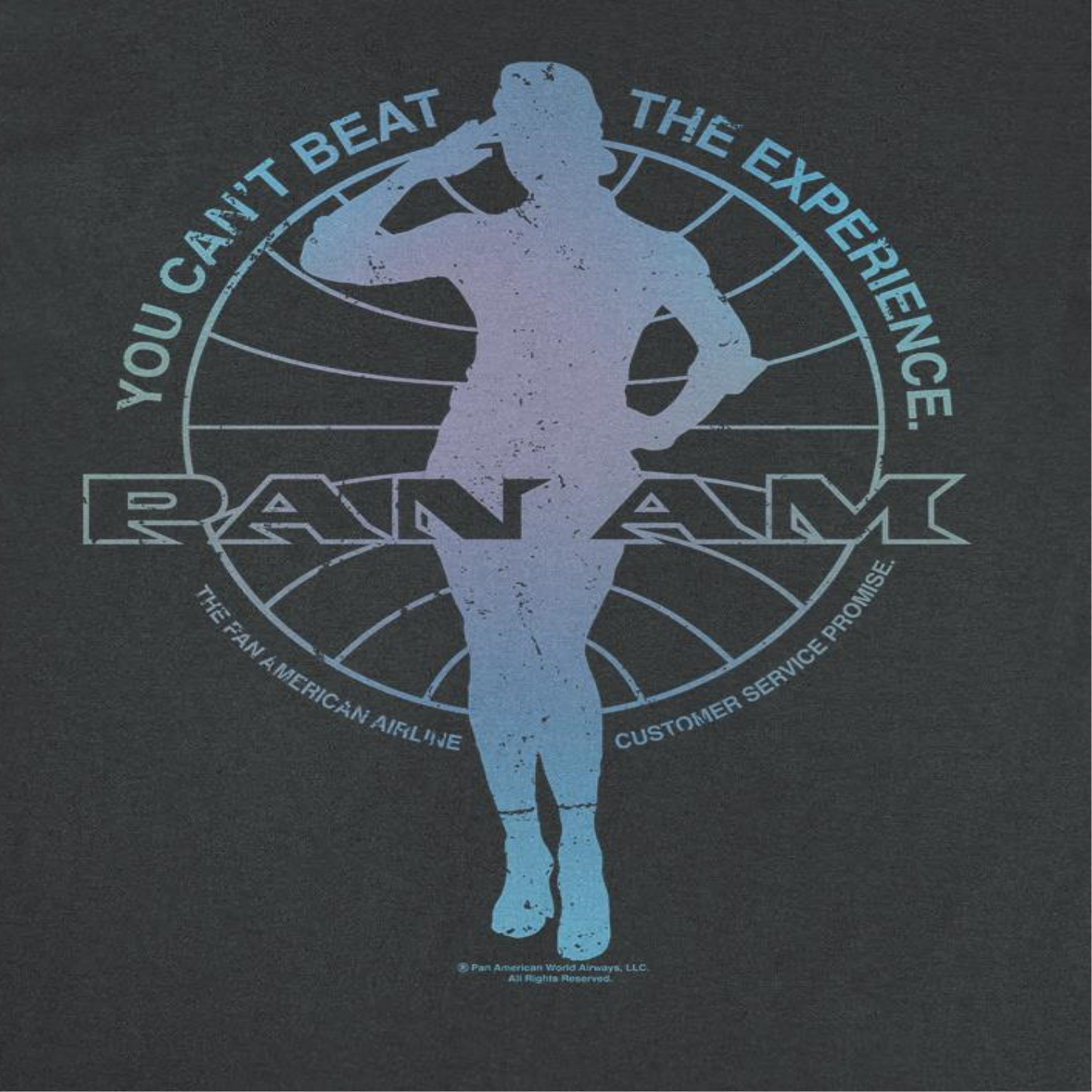 Pan Am Flight Attendant Salute Silhouette Mens T Shirt Black Officially Licensed