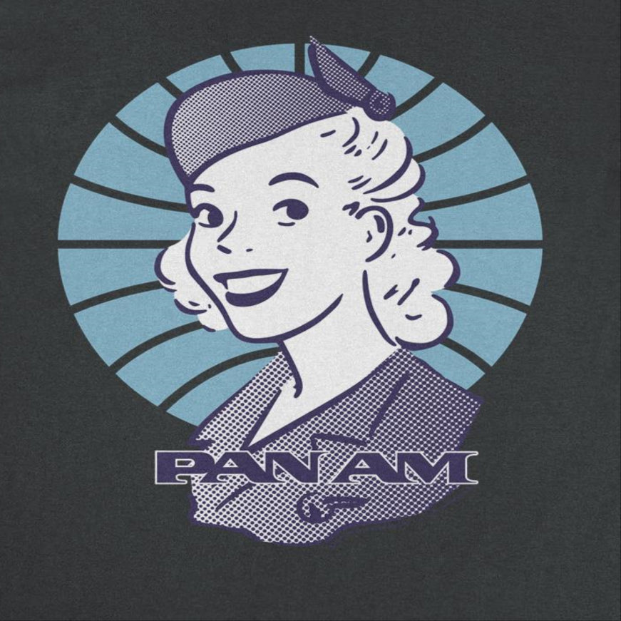 Pan Am Flight Attendant Smile Mens T Shirt Black Officially Licensed