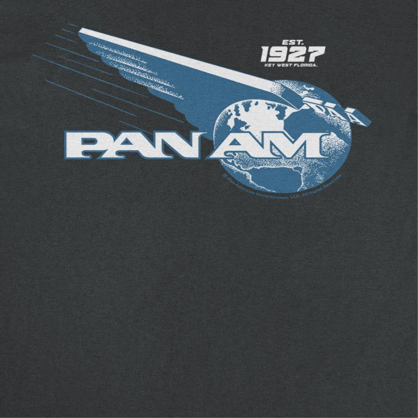 Pan Am Wing Globe Logo Blue Print Mens T Shirt Black Officially Licensed