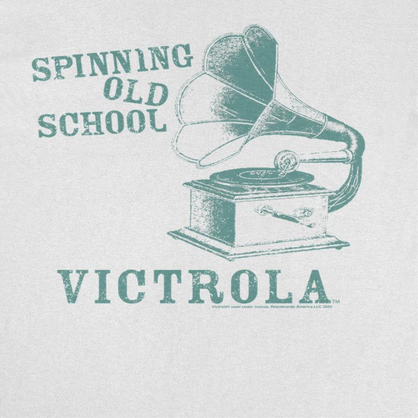 Victrola Spinning Old School Vintage Gramophone Mens T Shirt White Officially Licensed