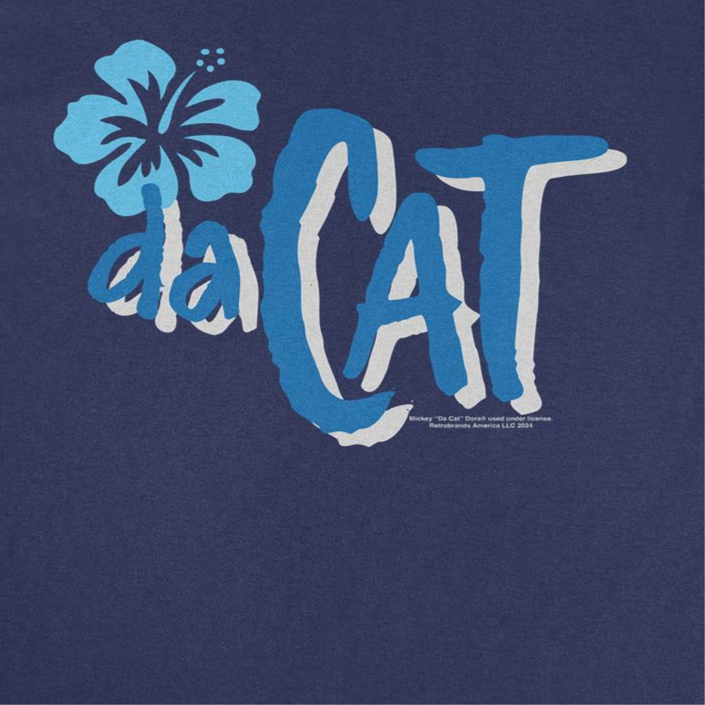 Mickey Da Cat Dora Da Cat Hawaiian Flower Retro Surfer Miki Mens T Shirt Navy Officially Licensed