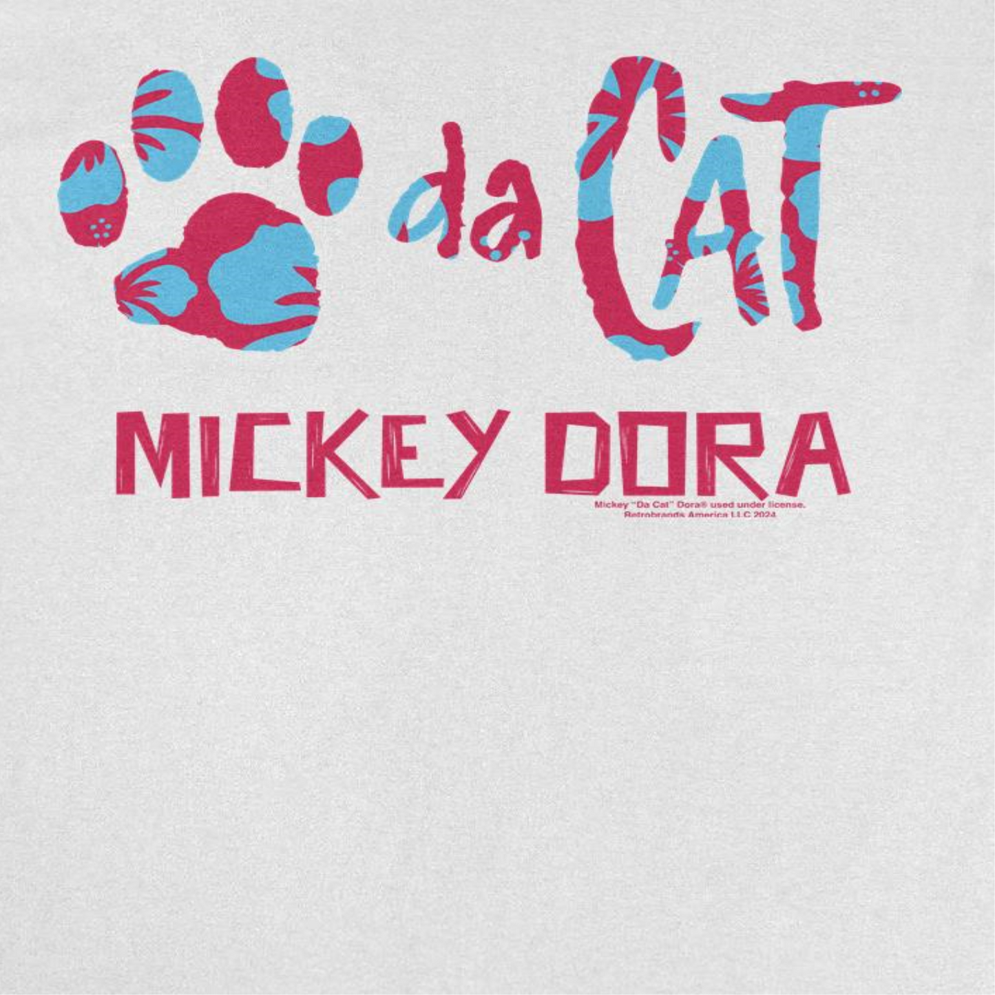 Mickey Da Cat Dora Hawaiian Print Retro Surfer Miki Mens T Shirt White Officially Licensed