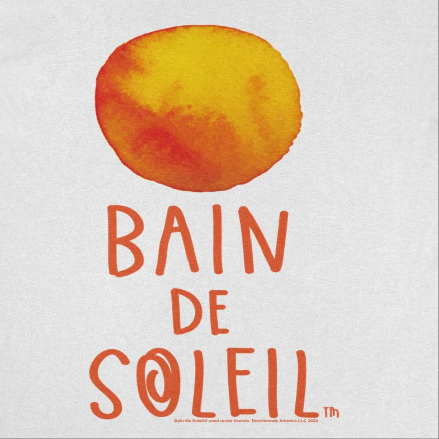 Bain De Soleil Orange Water Colour Sun Retro Sunscreen Mens T Shirt White Officially Licensed