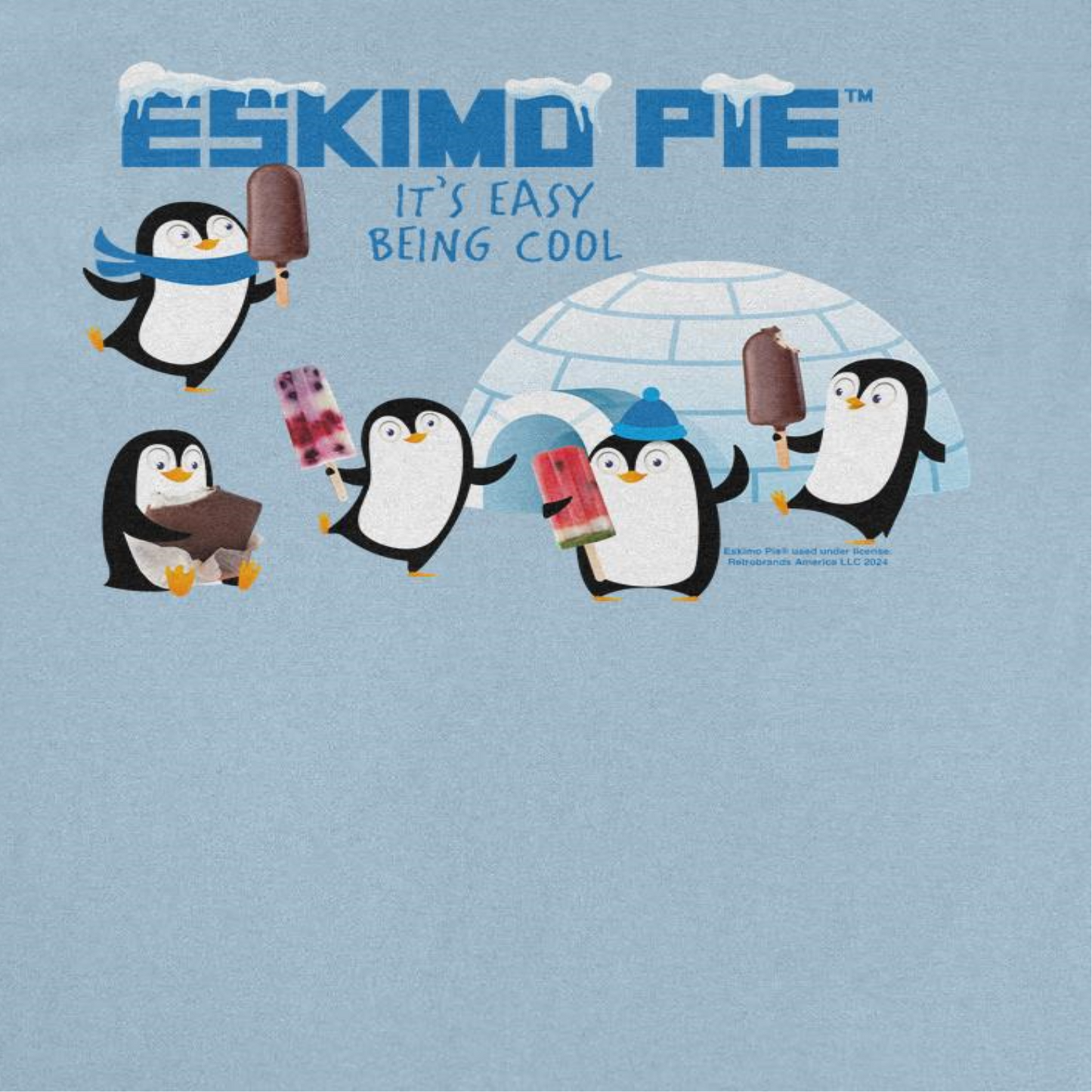 Eskimo Pie Its Easy Being Cool Retro Mens T Shirt Light Blue Officially Licensed