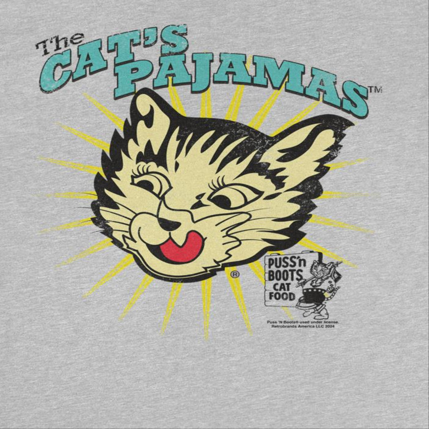Puss n Boots the Cats Pajamas Vintage Art Mens T Shirt Sport Grey Officially Licensed