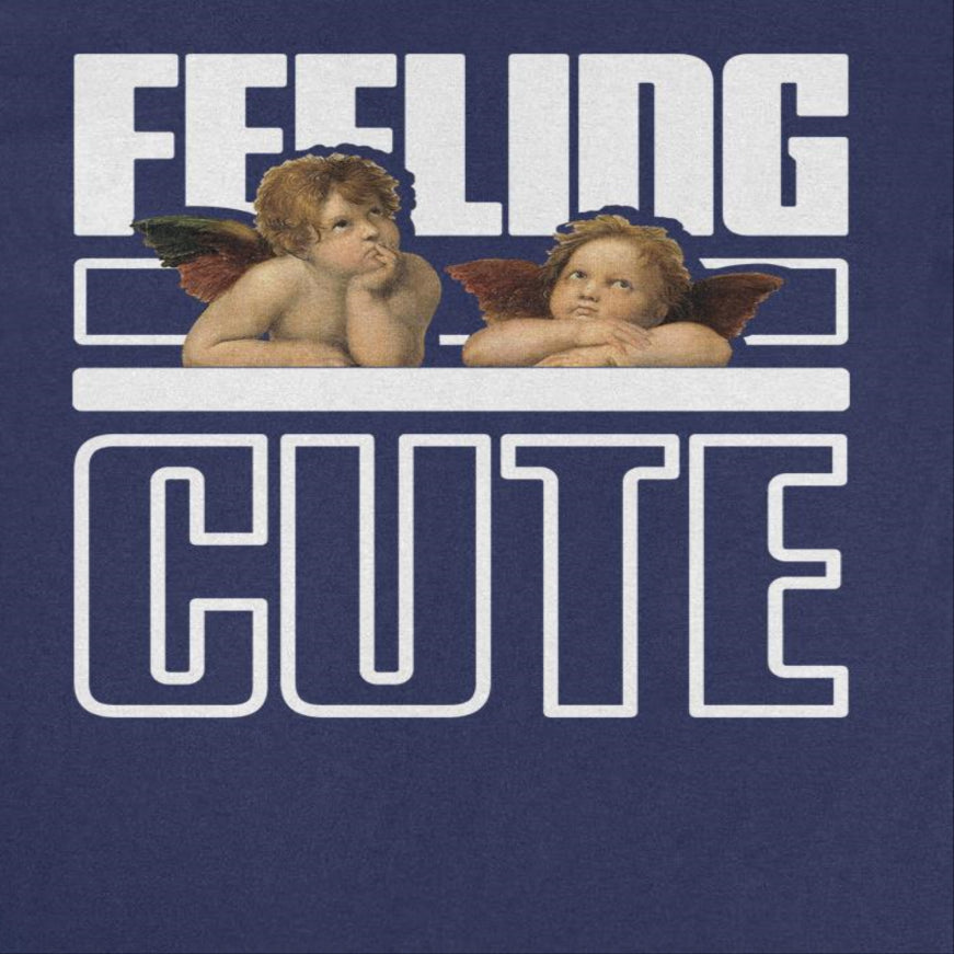 Classic Paintings Cherubs Feeling Cute Raphael Mens T Shirt Navy Officially Licensed