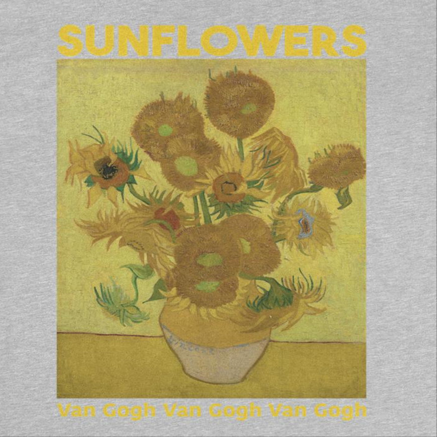 Classic Paintings Van Gogh Sunflowers Mens T Shirt Sport Grey Officially Licensed