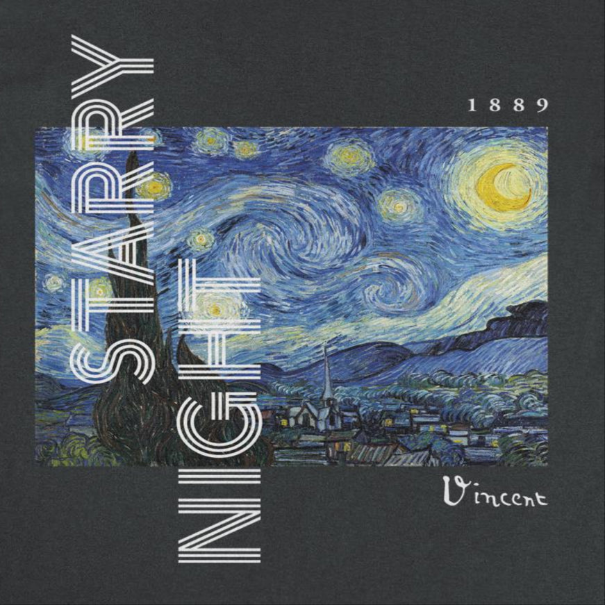 Classic Paintings Starry Night Van Gogh Mens T Shirt Black Officially Licensed