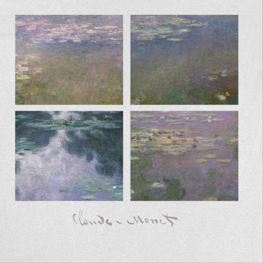 Classic Paintings Water Lilly Collection Monet Mens T Shirt White Officially Licensed