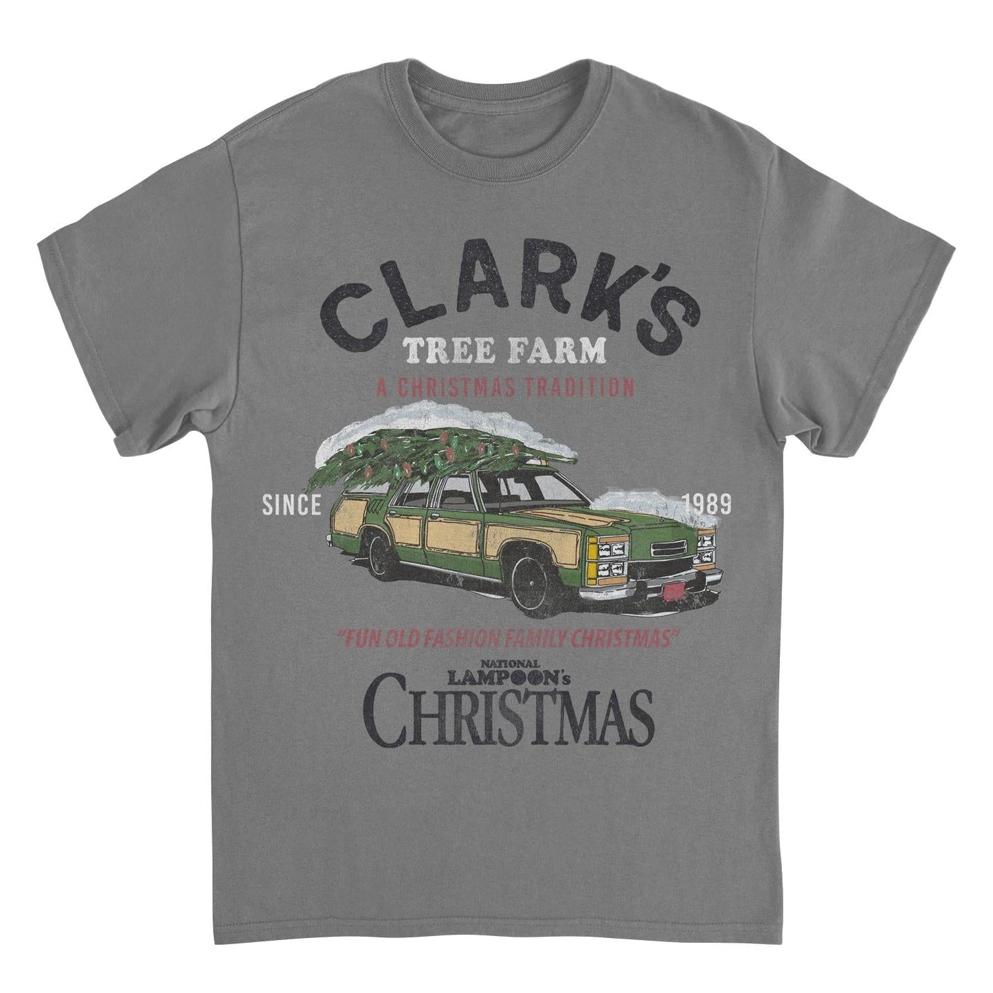 National Lampoon's Christmas Vacation Tree Farm Mens T Shirt Charcoal Officially Licensed