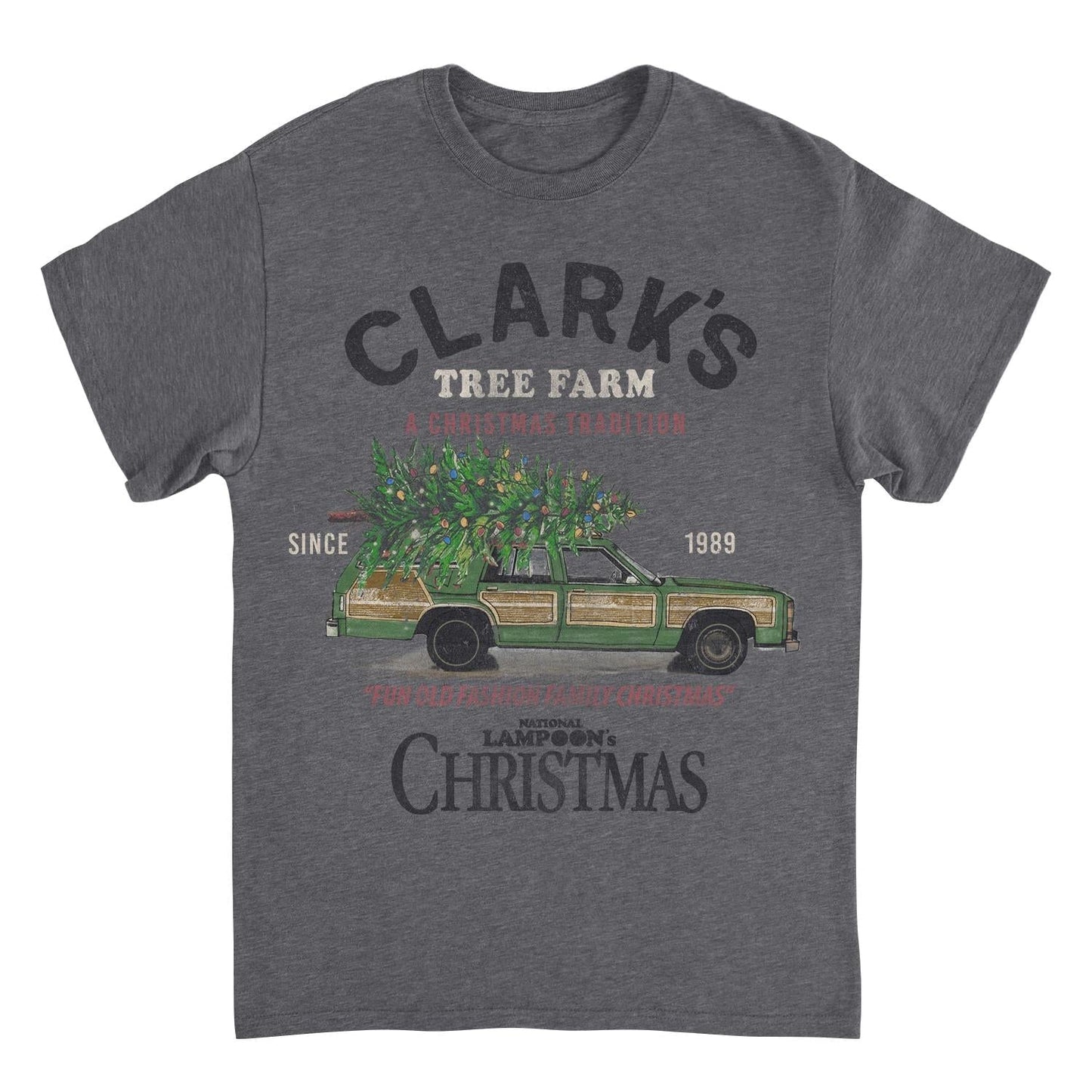 National Lampoon's Christmas Vacation Tree Farm 2 Mens T Shirt Dark Heather Grey Officially Licensed