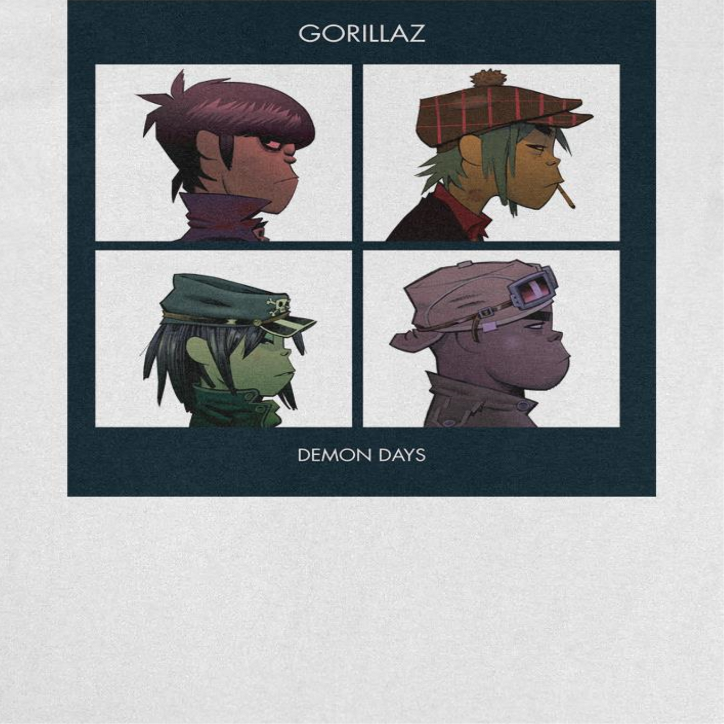 GORILLAZ Demon Days Artwork Men T Shirt White Officially Licensed