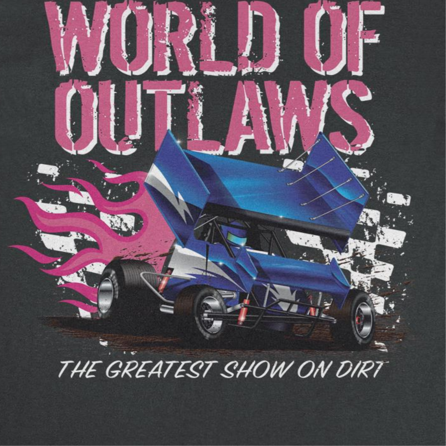 World of Outlaws Grunge Logo Mens T Shirt Black Officially Licensed