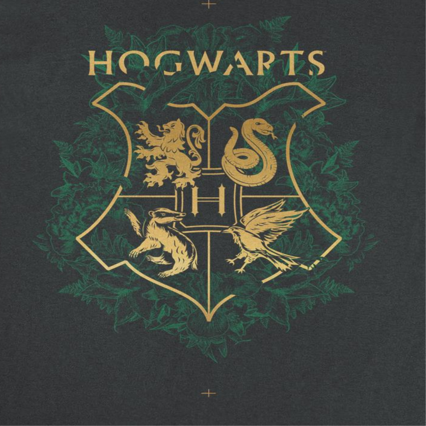 Harry Potter Four Houses Mascot Emblem Mens T Shirt Black Officially Licensed