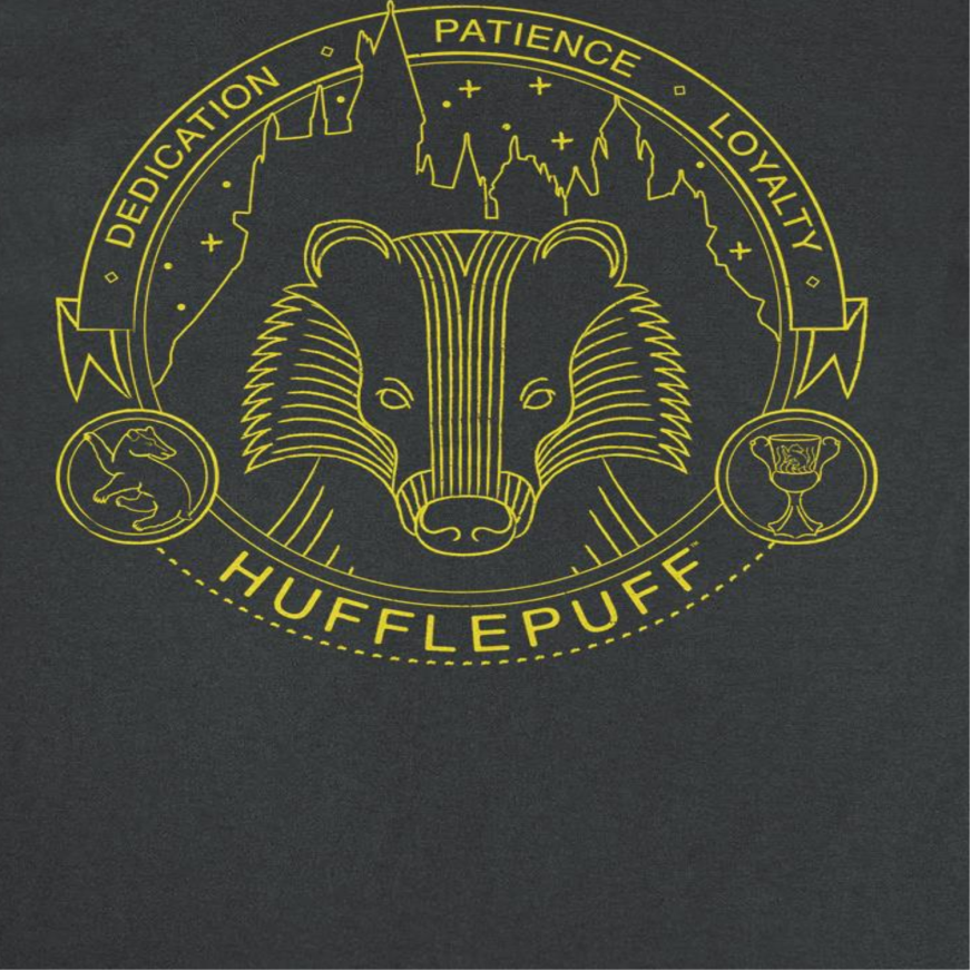 Harry Potter Minimalist Hufflepuff Mascot Outline Mens T Shirt Black Officially Licensed