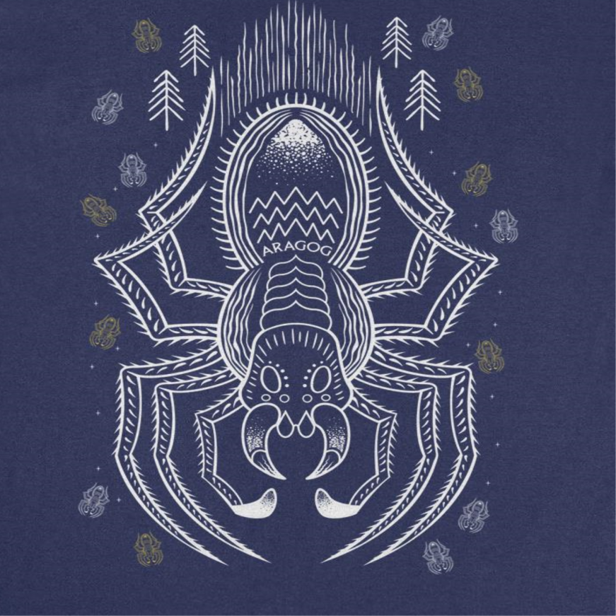 Harry Potter Aragog Minimalist Outline Mens T Shirt Navy Blue Officially Licensed