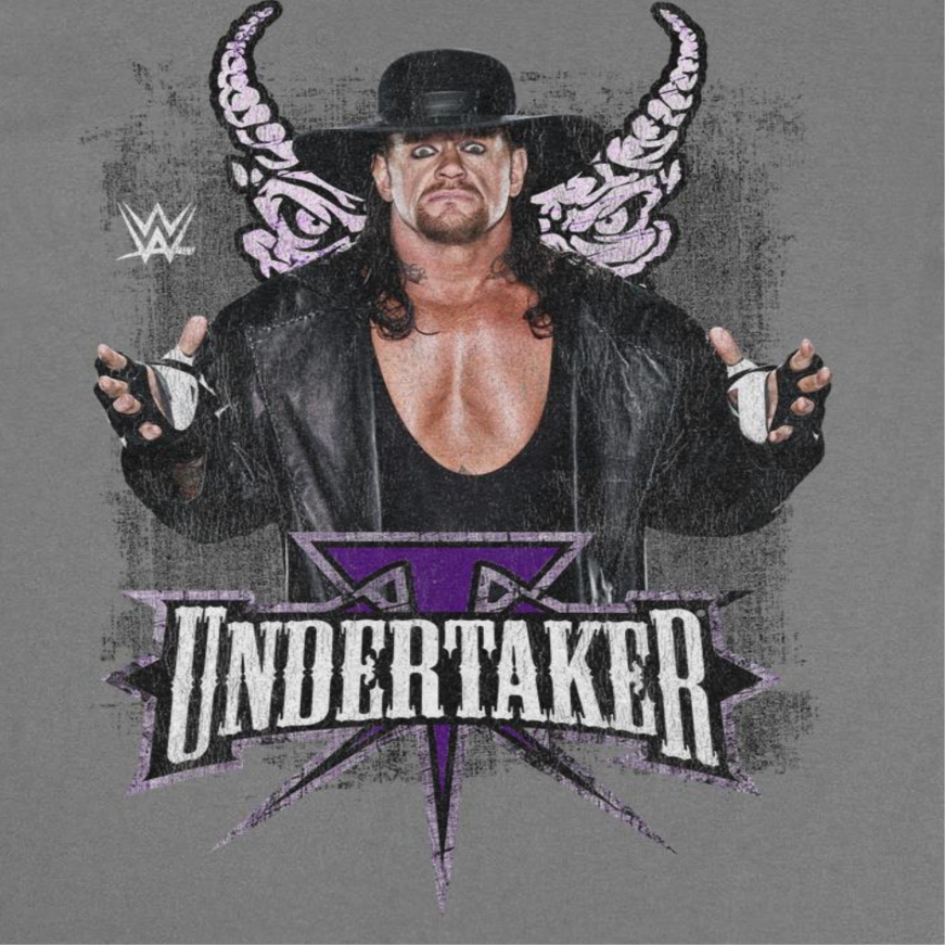 WWE Undertaker Horns Mens T Shirt Charcoal Officially Licensed