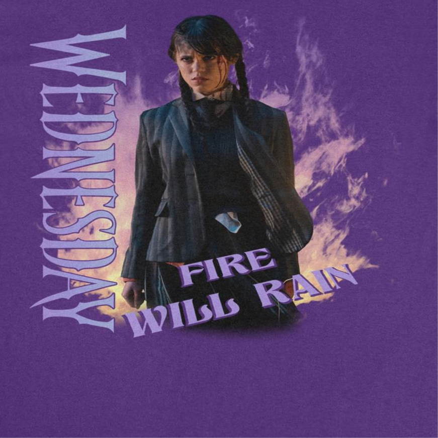 Wednesday Fire T Shirt Purple Officially Licensed