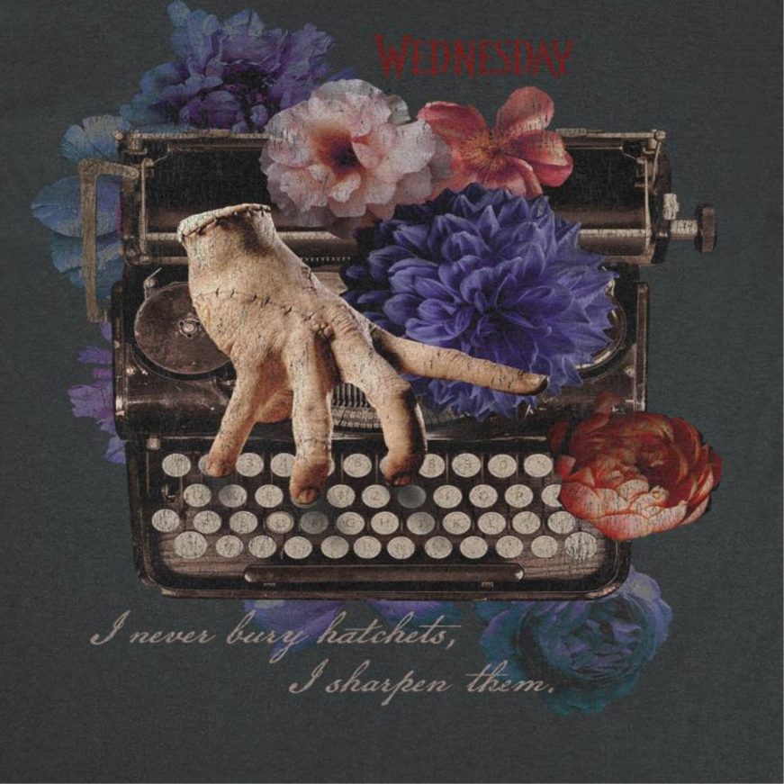 Wednesday Ghost Writer T Shirt Black Officially Licensed