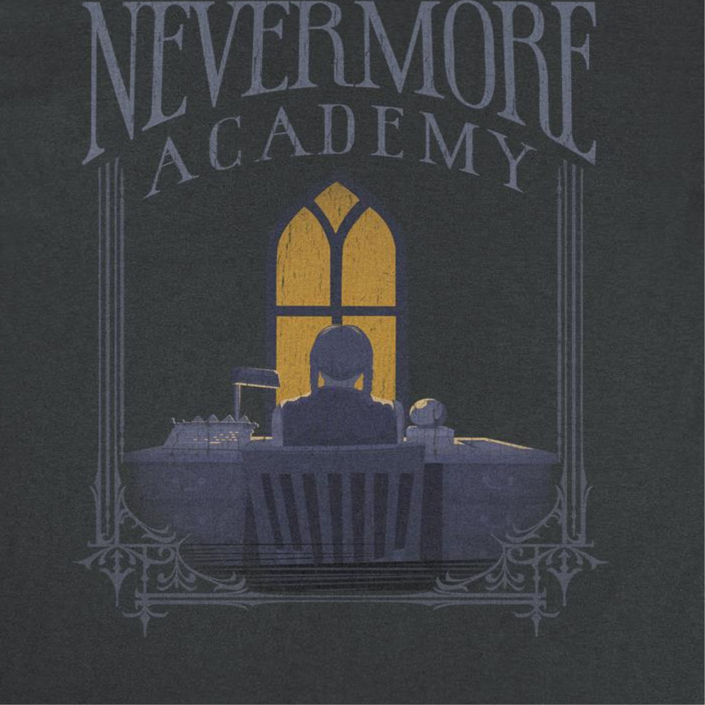 Wednesday Nevermore Desk Frame T Shirt Black Officially Licensed