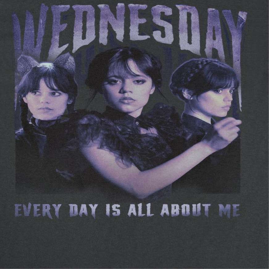 Wednesday All About Me T Shirt Black Officially Licensed