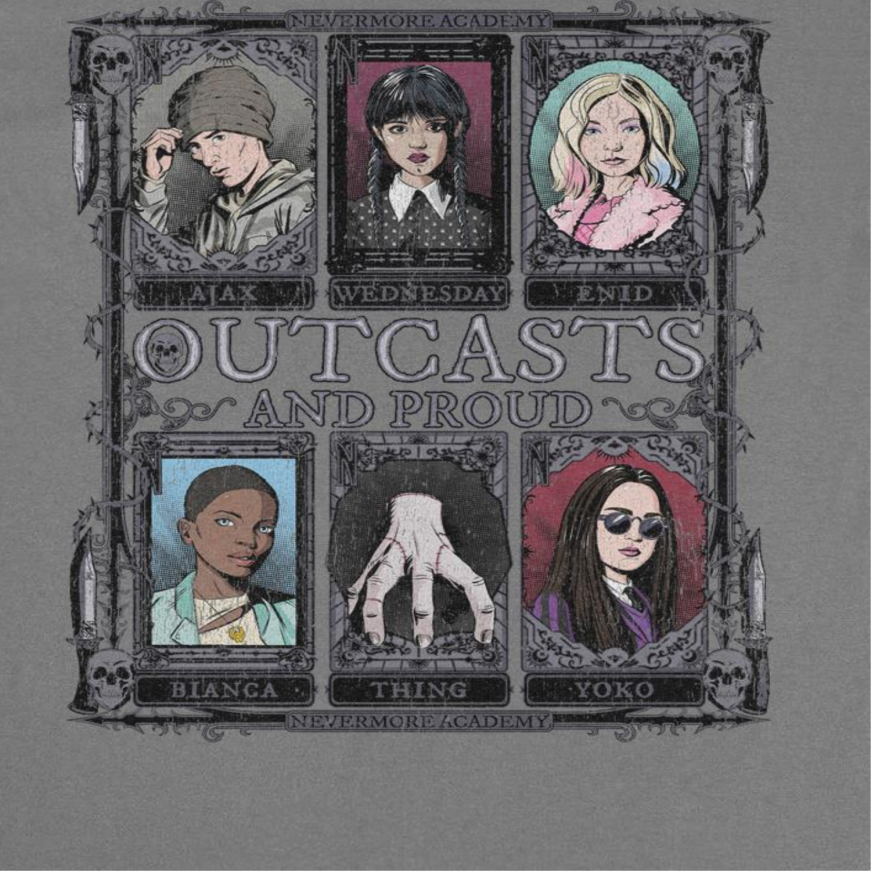Wednesday Outcasts T Shirt Charcoal Officially Licensed