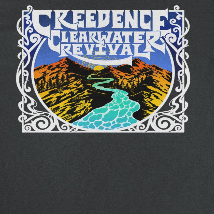 Credence Clearwater Revival Retro Mountains Mens T Shirt Black Officially Licensed