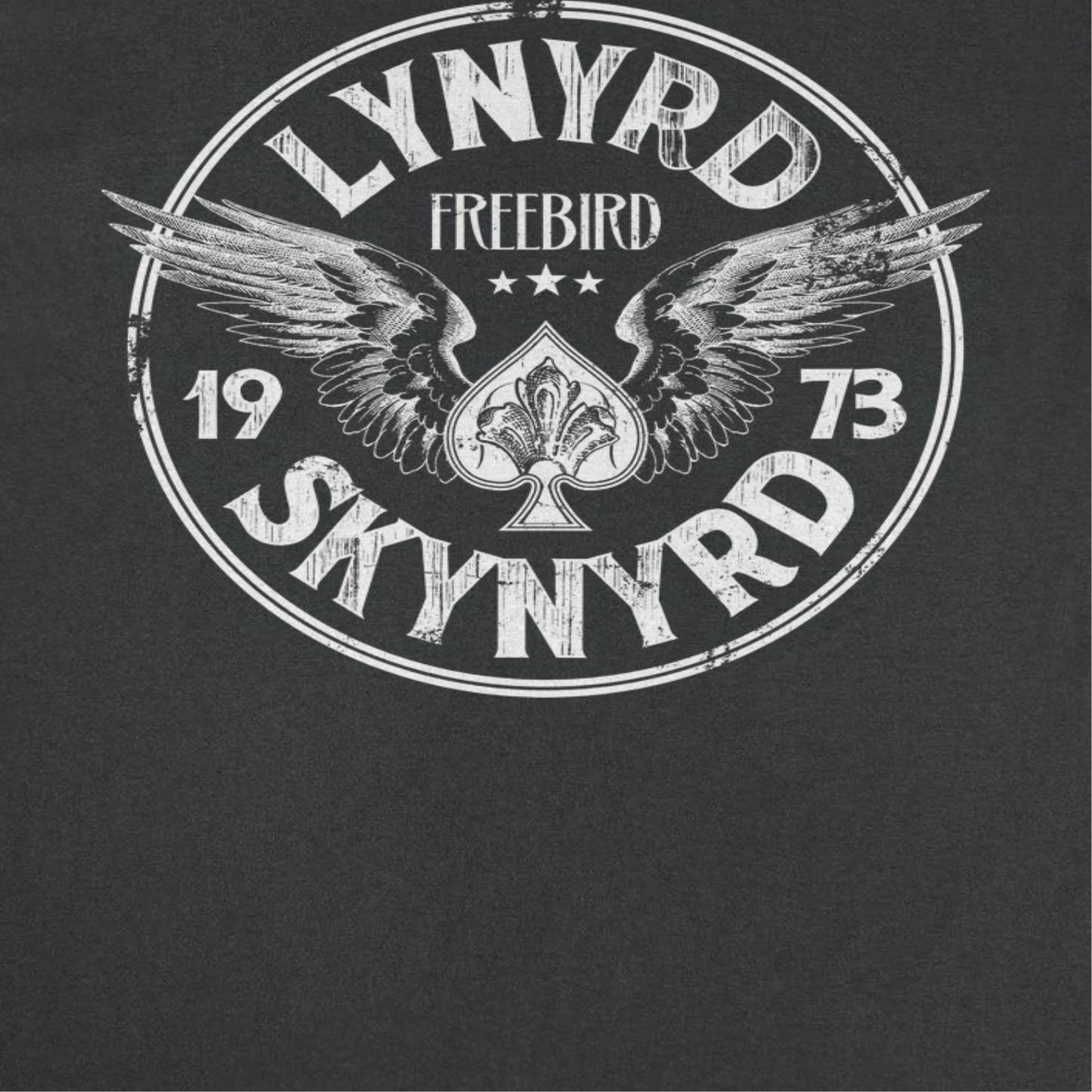 Lynyrd Skynyrd Firebird 1973 Ace Circle White T Shirt Black Officially Licensed