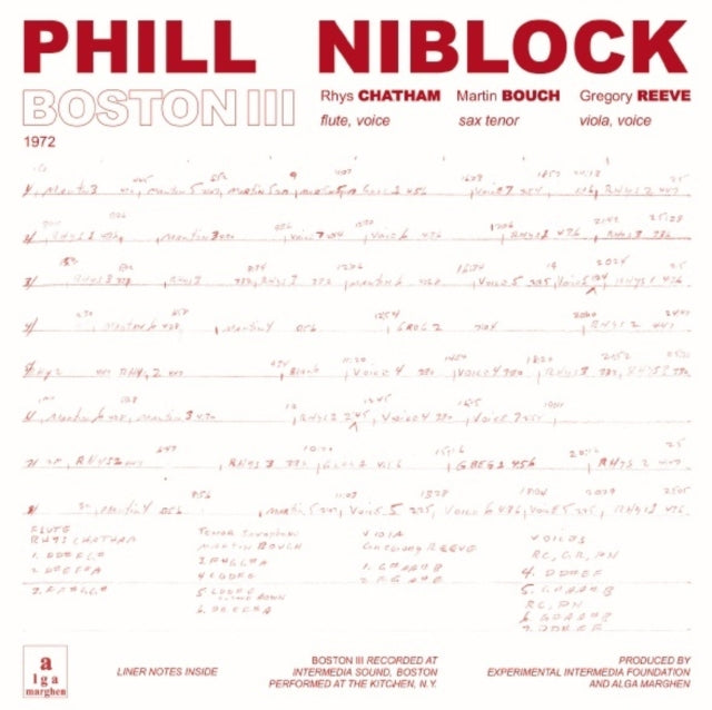 Phill Niblock - Boston/Tenor/Index - LP Vinyl Record